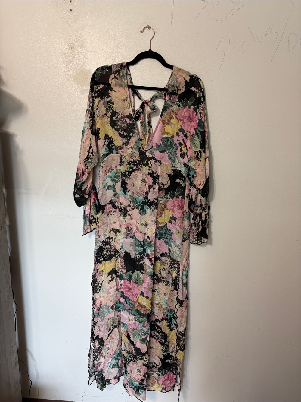 Hemant & Nandita x REVOLVE Teien Caftan Floral Dress M Boho Romantic - Picture 3 of 7